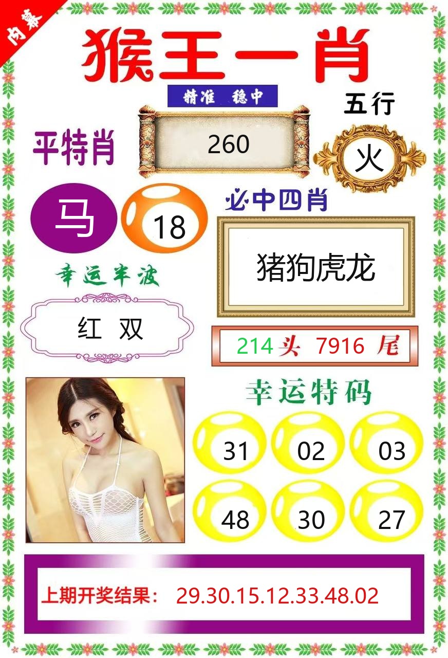 快乐49猴王一肖资料图